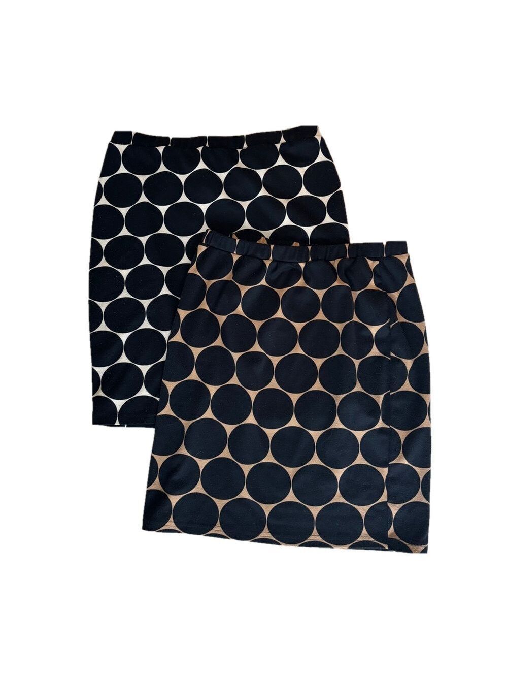 Set of 2! Bobeau Polka Dot Women's Skirt - Black and Tan